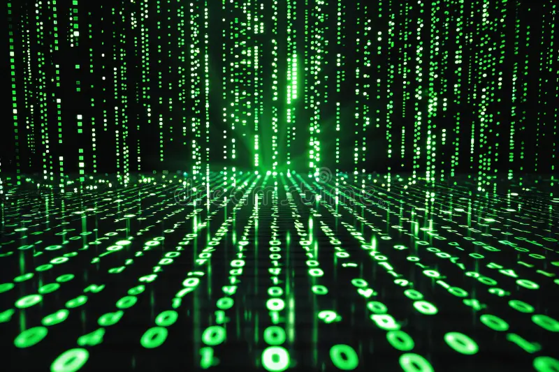 green 'digital rain' from the 1999 blockbuster film 'The Matrix'